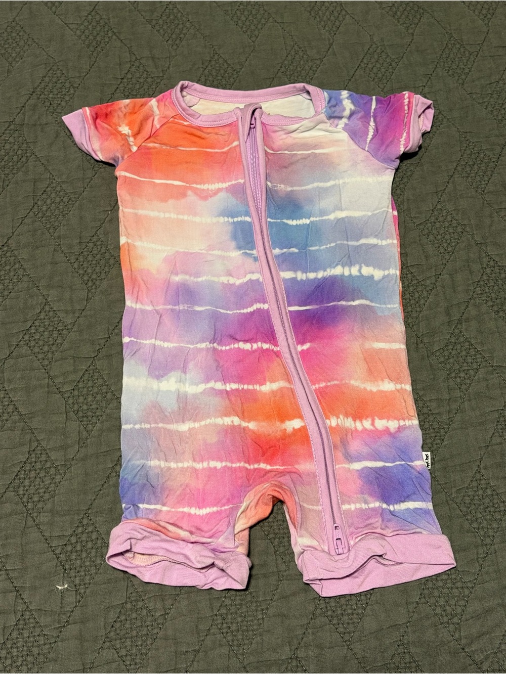 Little Sleepies Tie-Dye Shortie One-Piece - Pink Purple Orange Blue